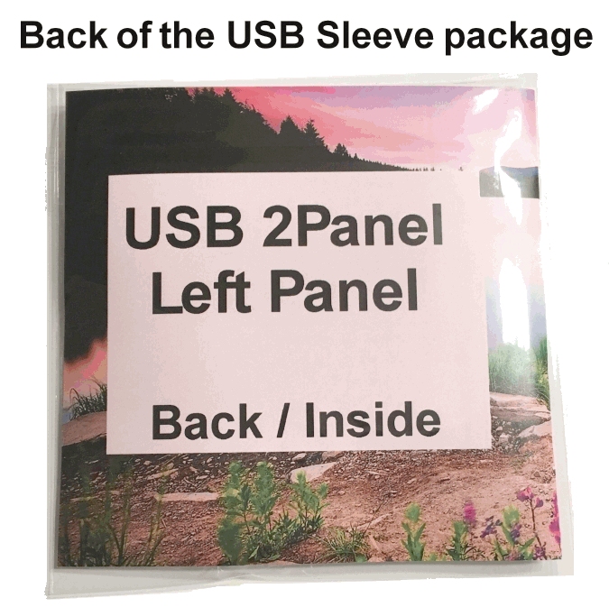 USB flash drive in folded 2 panel artwork left/back panel